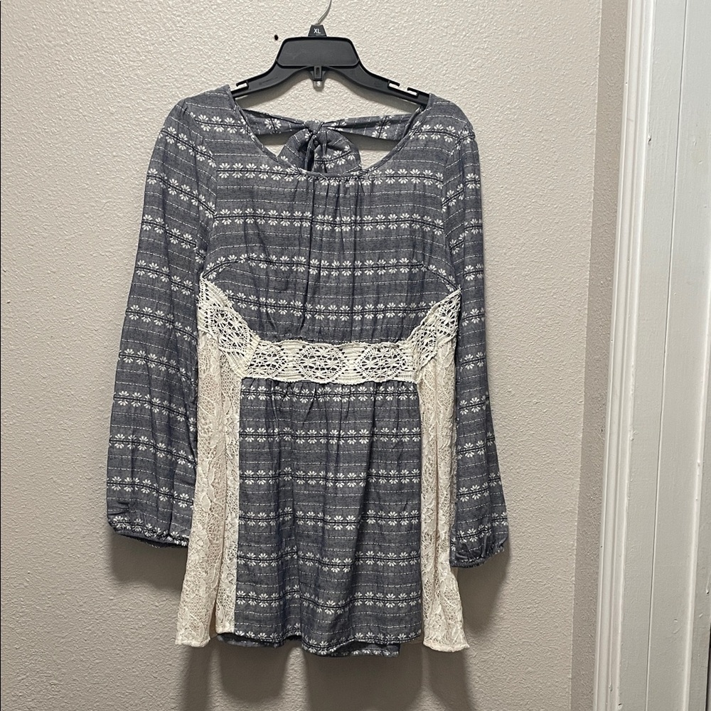 Ryu Lace Cutout Balloon Long Sleeve Dress.